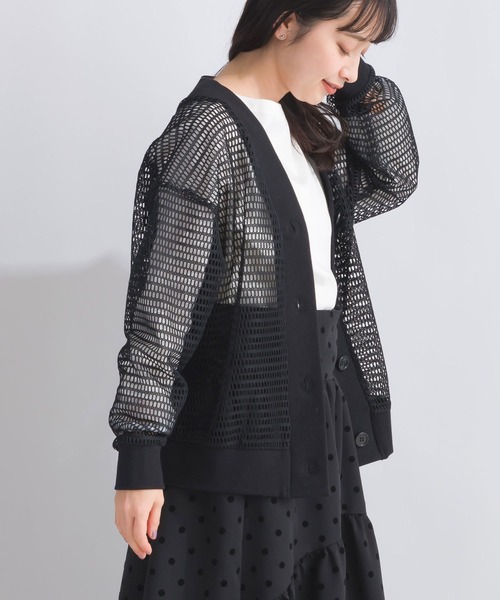 PICCIN（ピッチン）の「メッシュカーディガン（カーディガン/ボレロ・レディース・ブラック/オフホワイト・M）」の8枚目の写真