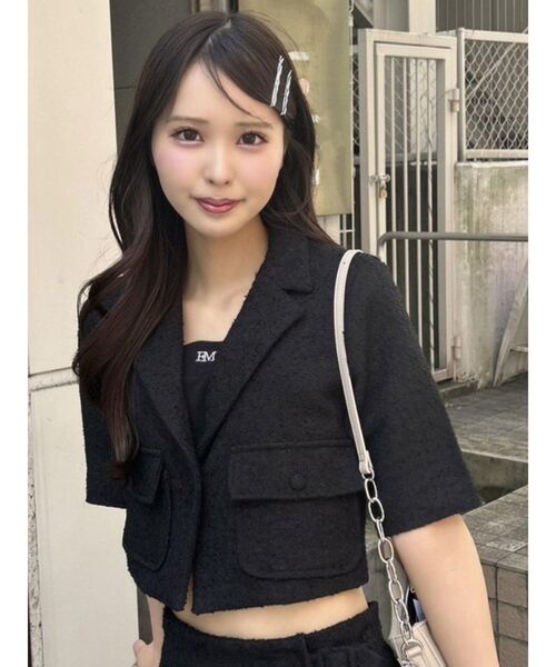 EATME（イートミー）の「ポケットデザインジャケット（セットアップ可能）（テーラードジャケット・レディース・ブラック/オフホワイト/ブルー・FREE）」の3枚目の写真