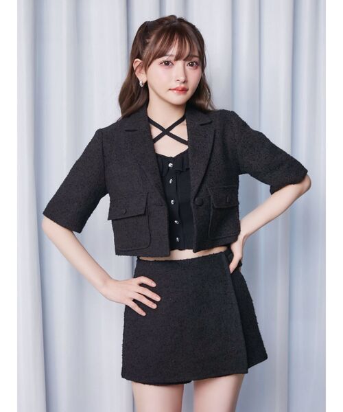 EATME（イートミー）の「ポケットデザインジャケット（セットアップ可能）（テーラードジャケット・レディース・ブラック/オフホワイト/ブルー・FREE）」の8枚目の写真