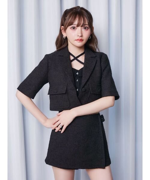 EATME（イートミー）の「ポケットデザインジャケット（セットアップ可能）（テーラードジャケット・レディース・ブラック/オフホワイト/ブルー・FREE）」の9枚目の写真