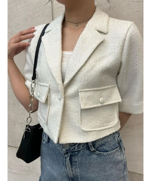 EATME（イートミー）の「ポケットデザインジャケット（セットアップ可能）（テーラードジャケット・レディース・ブラック/オフホワイト/ブルー・FREE）」の21枚目の写真