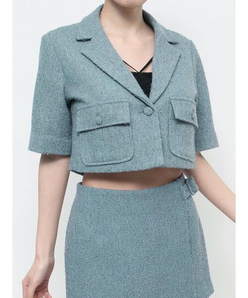 EATME（イートミー）の「ポケットデザインジャケット（セットアップ可能）（テーラードジャケット・レディース・ブラック/オフホワイト/ブルー・FREE）」の4枚目の写真