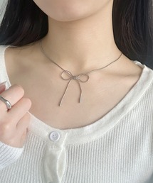 sowang | スネークチェーンリボンネックレス【ステンレス】(ネックレス)