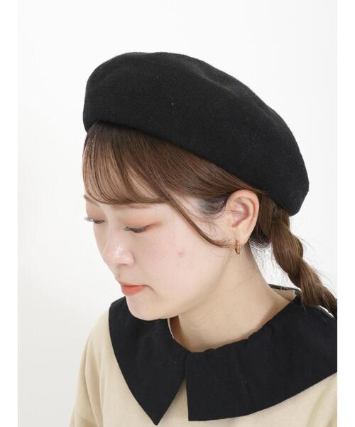 Samansa Mos2（サマンサ モスモス）の「リネン混ベレー帽（ハット・レディース・ベージュ/ブラック・F）」の2枚目の写真
