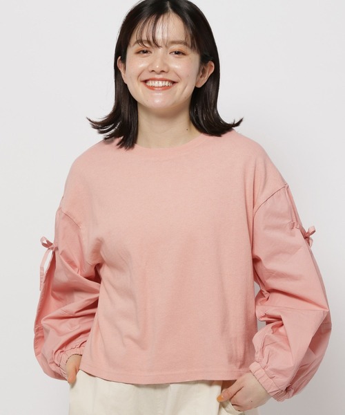 niko and...(ニコアンド)の「袖リボン布帛プルオーバー(Tシャツ/カットソー・レディース・チャコール/オフホワイト/ライトグリーン/ピンク・MEDIUM/LARGE)」の18枚目の写真