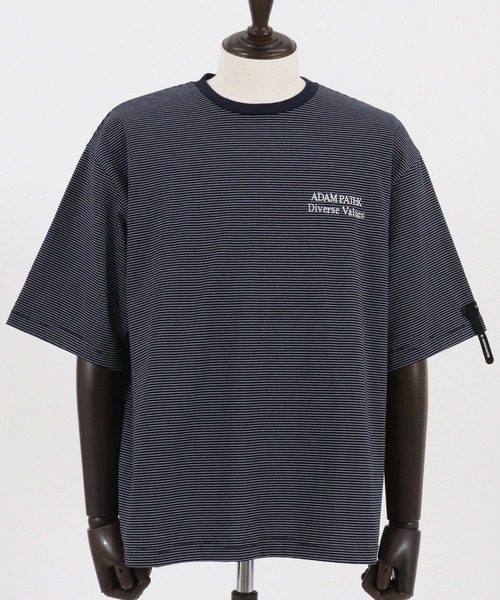 ADAMPATEK ストライプTシャツ グレー