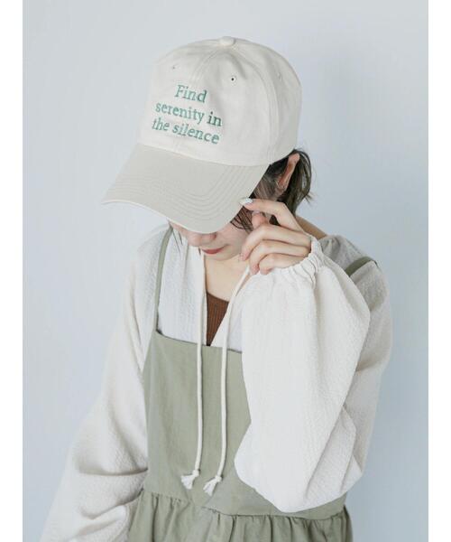 Samansa Mos2 blue（サマンサモスモスブルー）の「刺繍ロゴキャップ（ハット・レディース・ベージュ/キナリ/ブラック・F）」の2枚目の写真