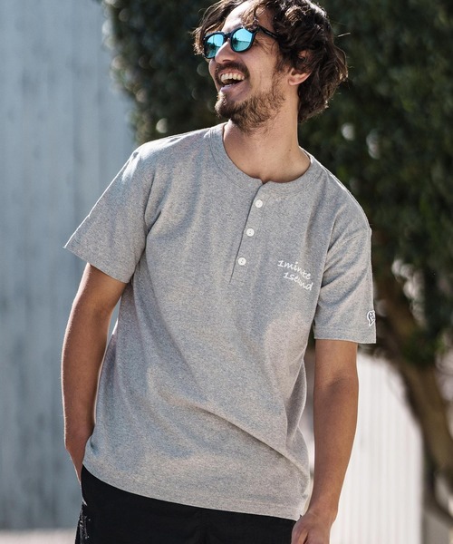 1minute 1second（ワンミニットワンセカンド）の「mt8895- cursive print henley neck cut & sewn Tシャツ（Tシャツ/カットソー・メンズ・ホワイト/ブルー系その他/トップグレー/ブラック・S/M/L/XL）」の12枚目の写真