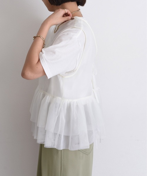Eimee Law（エイミーロウ）の「【EC限定商品】オーガンジー×チュール2Wayジレ（シャツ/ブラウス・レディース・ライトグレー/アイボリー/ブラック・38）」の13枚目の写真