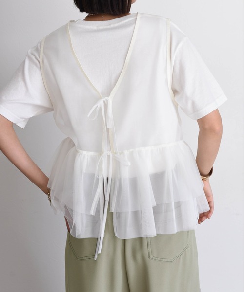 Eimee Law（エイミーロウ）の「【EC限定商品】オーガンジー×チュール2Wayジレ（シャツ/ブラウス・レディース・ライトグレー/アイボリー/ブラック・38）」の14枚目の写真