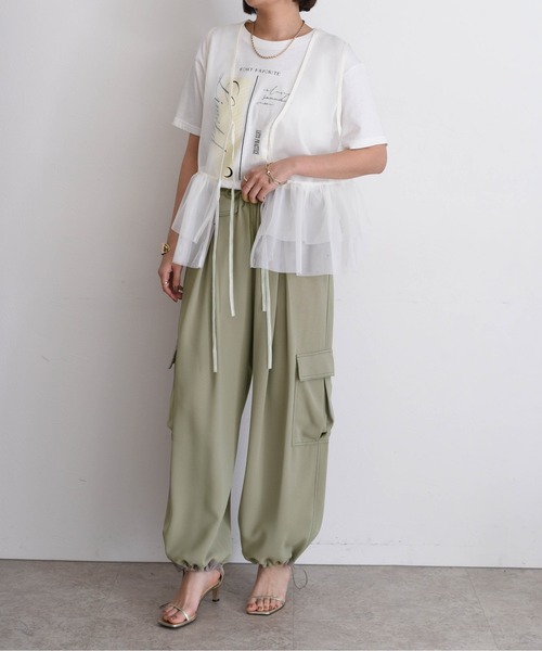 Eimee Law（エイミーロウ）の「【EC限定商品】オーガンジー×チュール2Wayジレ（シャツ/ブラウス・レディース・ライトグレー/アイボリー/ブラック・38）」の4枚目の写真