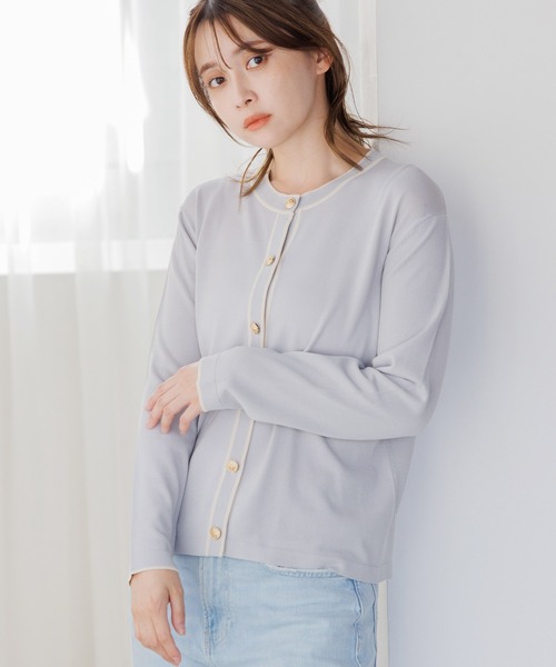 Dita Muaj.（ディータムアージュ）の「配色カーディガン（カーディガン/ボレロ・レディース・ライトアッシュグレー/ネイビー/ブラック・FREE）」の9枚目の写真