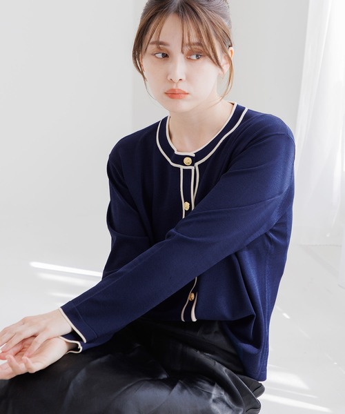 Dita Muaj.（ディータムアージュ）の「配色カーディガン（カーディガン/ボレロ・レディース・ライトアッシュグレー/ネイビー/ブラック・FREE）」の19枚目の写真