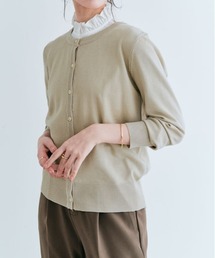 ラウンドネック ショート ベーシック ニット カーディガン