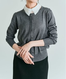 ラウンドネック ショート ベーシック ニット カーディガン