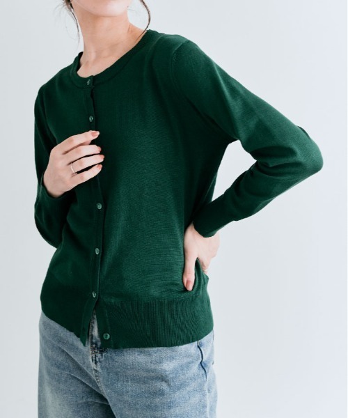 kirakiraShop(キラキラショップ)の「ラウンドネック ショート ベーシック ニット カーディガン(カーディガン/ボレロ・レディース・杢グレー/ブラック/オフホワイト/レッド/ネイビー/アイボリー/チャコール/ベージュ/ダークグリーン/ライトブルー/ブルー/ラベンダー・FREE)」の7枚目の写真