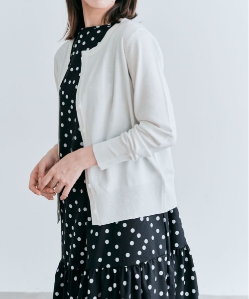 kirakiraShop(キラキラショップ)の「ラウンドネック ショート ベーシック ニット カーディガン(カーディガン/ボレロ・レディース・杢グレー/ブラック/オフホワイト/レッド/ネイビー/アイボリー/チャコール/ベージュ/ダークグリーン/ライトブルー/ブルー/ラベンダー・FREE)」の19枚目の写真