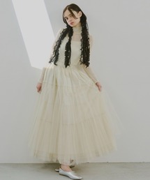 新品未使用　PERNA フラワージャガードスカラップスカート　ネイビー　完売 新品未使用 PERNA フラワージャガードスカラップスカート ネイビー