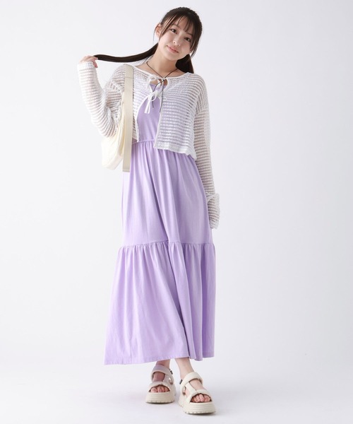 repipi armario（レピピ アルマリオ）の「☆セットアイテム☆2WAYリボンカーデ付きワンピース（ワンピース・キッズ・パープル/サックスブルー/グレー・LARGE/MEDIUM/SMALL）」の3枚目の写真