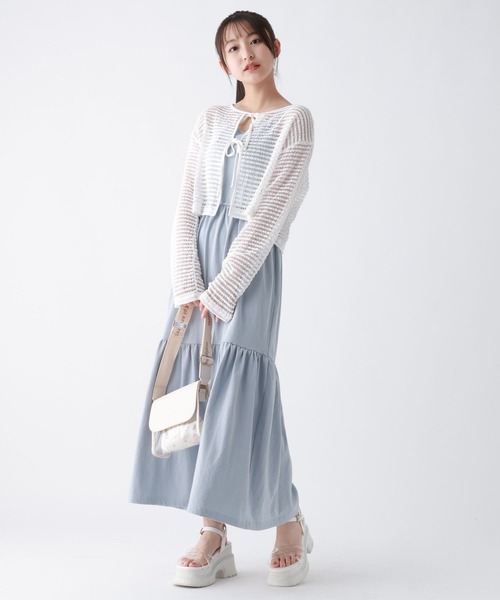 repipi armario（レピピ アルマリオ）の「☆セットアイテム☆2WAYリボンカーデ付きワンピース（ワンピース・キッズ・パープル/サックスブルー/グレー・LARGE/MEDIUM/SMALL）」の2枚目の写真