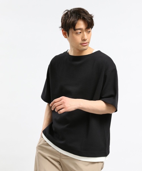 GLOBAL WORK Smile Seed Store（グローバルワーク スマイルシードストア）の「ダブルフェイスボートネックTシャツ半袖/984201（Tシャツ/カットソー・メンズ・グレイッシュベージュ/ブラック/ネイビー・SMALL/LARGE/MEDIUM/X-LARGE）」の8枚目の写真