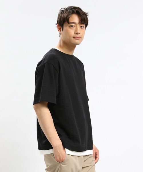 GLOBAL WORK Smile Seed Store（グローバルワーク スマイルシードストア）の「ダブルフェイスボートネックTシャツ半袖/984201（Tシャツ/カットソー・メンズ・グレイッシュベージュ/ブラック/ネイビー・SMALL/LARGE/MEDIUM/X-LARGE）」の9枚目の写真