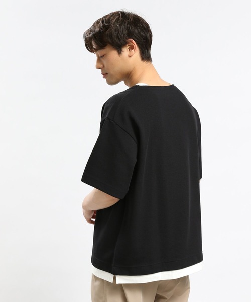 GLOBAL WORK Smile Seed Store（グローバルワーク スマイルシードストア）の「ダブルフェイスボートネックTシャツ半袖/984201（Tシャツ/カットソー・メンズ・グレイッシュベージュ/ブラック/ネイビー・SMALL/LARGE/MEDIUM/X-LARGE）」の10枚目の写真