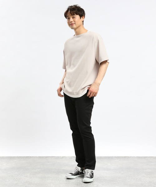 GLOBAL WORK Smile Seed Store（グローバルワーク スマイルシードストア）の「ダブルフェイスボートネックTシャツ半袖/984201（Tシャツ/カットソー・メンズ・グレイッシュベージュ/ブラック/ネイビー・SMALL/LARGE/MEDIUM/X-LARGE）」の13枚目の写真