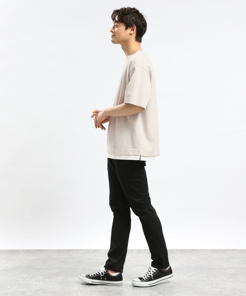 GLOBAL WORK Smile Seed Store（グローバルワーク スマイルシードストア）の「ダブルフェイスボートネックTシャツ半袖/984201（Tシャツ/カットソー・メンズ・グレイッシュベージュ/ブラック/ネイビー・SMALL/LARGE/MEDIUM/X-LARGE）」の14枚目の写真