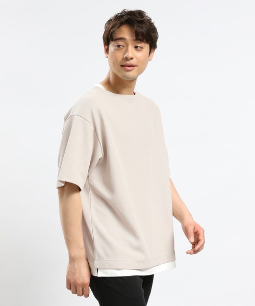 GLOBAL WORK Smile Seed Store（グローバルワーク スマイルシードストア）の「ダブルフェイスボートネックTシャツ半袖/984201（Tシャツ/カットソー・メンズ・グレイッシュベージュ/ブラック/ネイビー・SMALL/LARGE/MEDIUM/X-LARGE）」の16枚目の写真