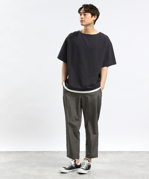 GLOBAL WORK Smile Seed Store（グローバルワーク スマイルシードストア）の「ダブルフェイスボートネックTシャツ半袖/984201（Tシャツ/カットソー・メンズ・グレイッシュベージュ/ブラック/ネイビー・SMALL/LARGE/MEDIUM/X-LARGE）」の19枚目の写真