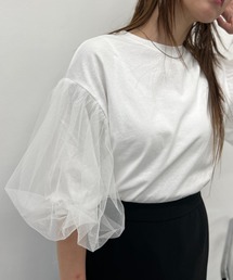 y/m | カット×チュールボリュームスリーブトップス(Tシャツ/カットソー)