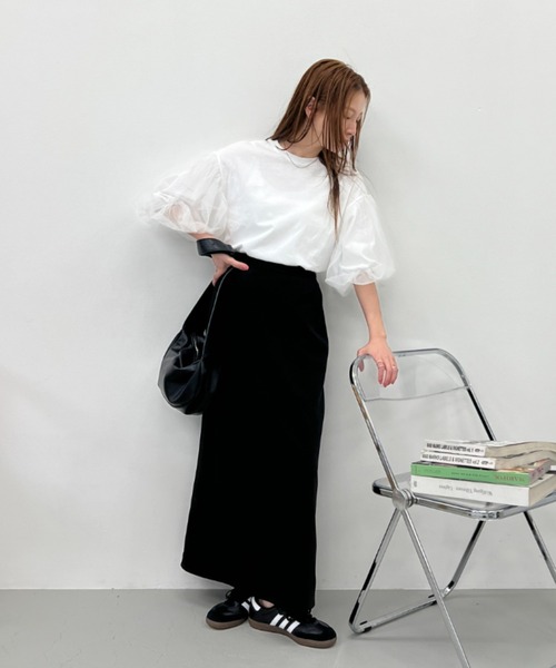 y/m（イム）の「カット×チュールボリュームスリーブトップス（Tシャツ/カットソー・レディース・オフホワイト/ブラック・FREE）」の21枚目の写真