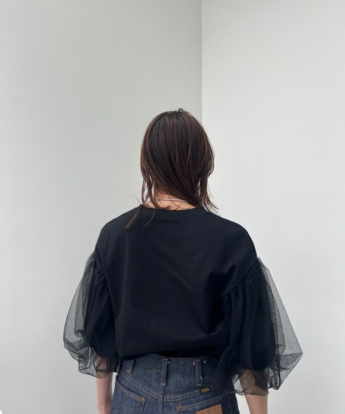 y/m（イム）の「カット×チュールボリュームスリーブトップス（Tシャツ/カットソー・レディース・オフホワイト/ブラック・FREE）」の16枚目の写真