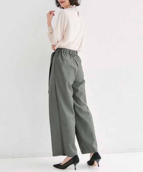 RANAN(ラナン)の「リボンデザインボックスタックワイドパンツ(その他パンツ・レディース・ブルー/杢グレー・LL/L/M)」の9枚目の写真