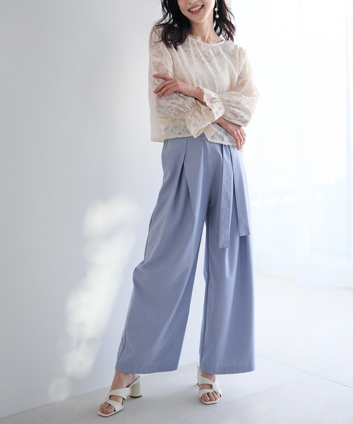 RANAN(ラナン)の「リボンデザインボックスタックワイドパンツ(その他パンツ・レディース・ブルー/杢グレー・LL/L/M)」の14枚目の写真