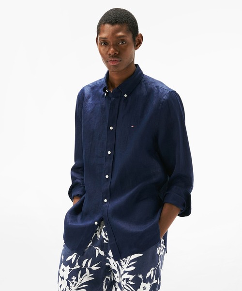 TOMMY HILFIGER(トミーヒルフィガー)の「プレミアムリネンボタンダウンシャツ(シャツ/ブラウス・メンズ・ベージュ/ブラック/ネイビー/ホワイト/カーキ/オレンジ/ネイビー系/ベージュ系・LARGE/MEDIUM/SMALL/X-LARGE)」の7枚目の写真