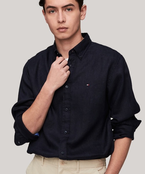 TOMMY HILFIGER(トミーヒルフィガー)の「プレミアムリネンボタンダウンシャツ(シャツ/ブラウス・メンズ・ベージュ/ブラック/ネイビー/ホワイト/カーキ/オレンジ/ネイビー系/ベージュ系・LARGE/MEDIUM/SMALL/X-LARGE)」の11枚目の写真