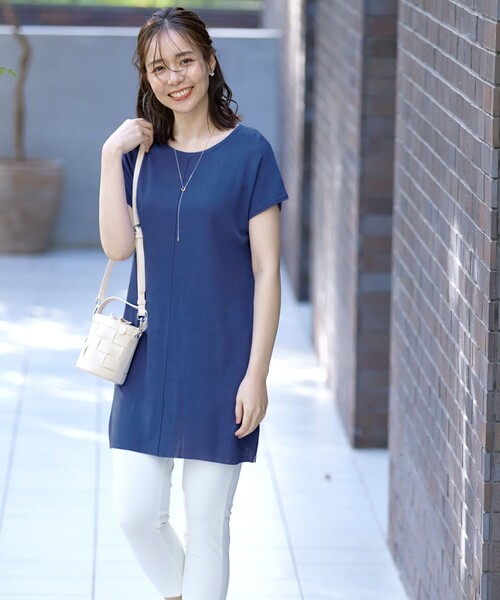 プリンチペッサ princi pessa リボン＆レースハイテンションチュニック 洗える 日本製 レディース セーター プルオーバー ストレッチ ニット ベージュ プリンチペッサ princi pessa リボン＆レースハイテンション