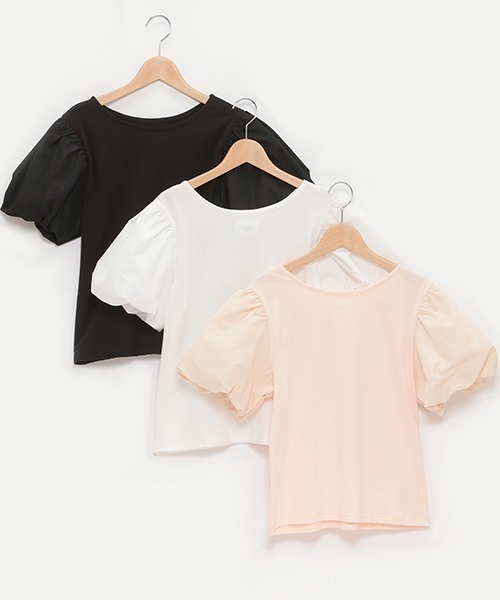 petit main LIEN(プティマインリアン)の「【LADIES】バルーン袖カットTee(Tシャツ/カットソー・レディース・ライトピンク/オフホワイト/ブラック・FREE)」の9枚目の写真