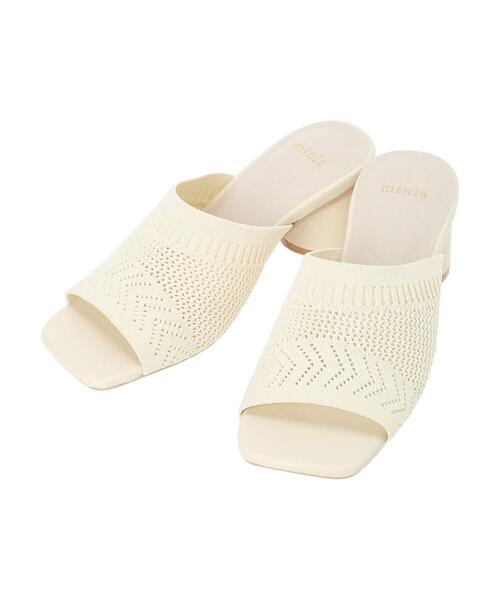 Green　Parks（グリーンパークス）の「・minia　ニットミュールサンダル（サンダル・レディース・アイボリー/ブラック・L/LL/S/M）」の3枚目の写真