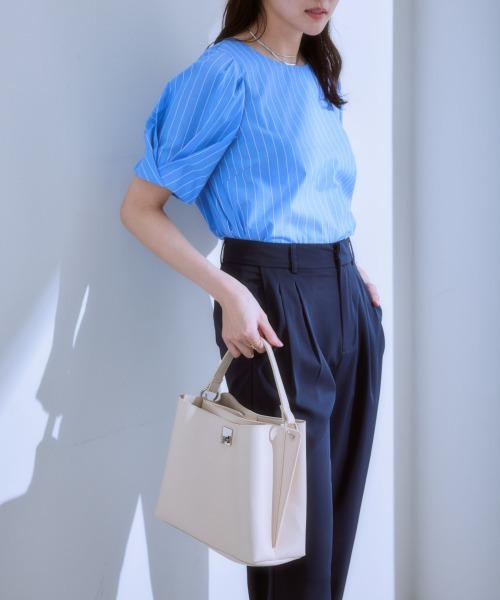 7days Life Styling(セブンデイズライフスタイリング)の「綿ブロード袖タックブラウス(シャツ/ブラウス・レディース・ホワイト系/サックスブルー系・L/M/LL)」の6枚目の写真