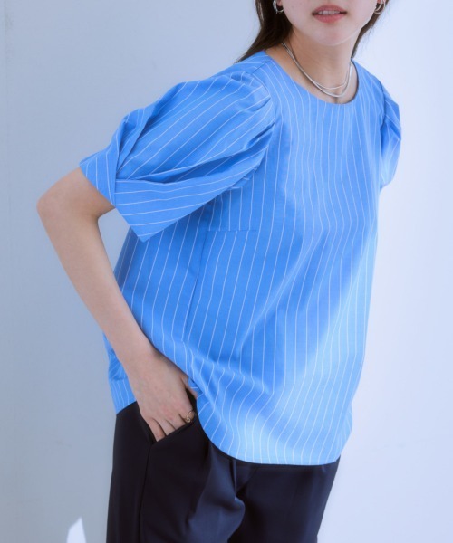 7days Life Styling(セブンデイズライフスタイリング)の「綿ブロード袖タックブラウス(シャツ/ブラウス・レディース・ホワイト系/サックスブルー系・L/M/LL)」の11枚目の写真