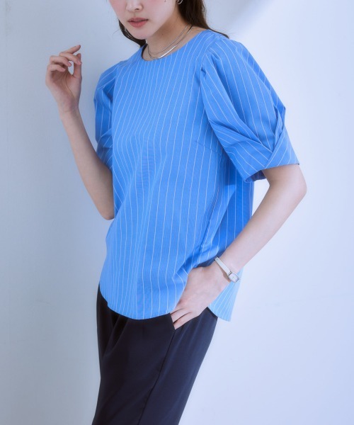 7days Life Styling(セブンデイズライフスタイリング)の「綿ブロード袖タックブラウス(シャツ/ブラウス・レディース・ホワイト系/サックスブルー系・L/M/LL)」の12枚目の写真