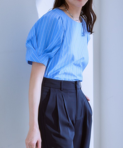 7days Life Styling(セブンデイズライフスタイリング)の「綿ブロード袖タックブラウス(シャツ/ブラウス・レディース・ホワイト系/サックスブルー系・L/M/LL)」の7枚目の写真