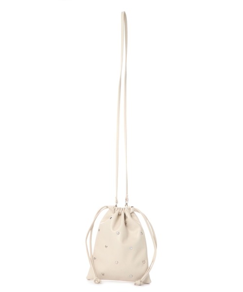 LAKOLE（ラコレ）の「2WAYスタッズ巾着ショルダーバッグ / 116063（ショルダーバッグ・レディース・ブラック/アイボリー・FREE）」の4枚目の写真