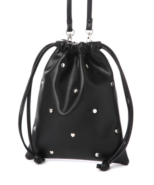 LAKOLE（ラコレ）の「2WAYスタッズ巾着ショルダーバッグ / 116063（ショルダーバッグ・レディース・ブラック/アイボリー・FREE）」の6枚目の写真