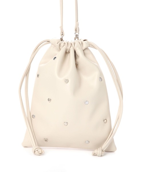 LAKOLE（ラコレ）の「2WAYスタッズ巾着ショルダーバッグ / 116063（ショルダーバッグ・レディース・ブラック/アイボリー・FREE）」の16枚目の写真