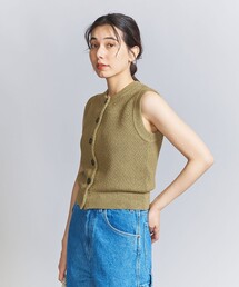 BEAUTY&YOUTH UNITED ARROWS | フロントボタン ラメニット ベスト/オリーブ(ベスト)