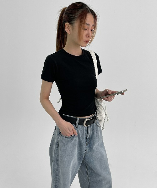 セール】[MADE] マイメルバックレスクロップ半袖Tシャツ（T